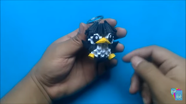 origami 3d pinguino llavero